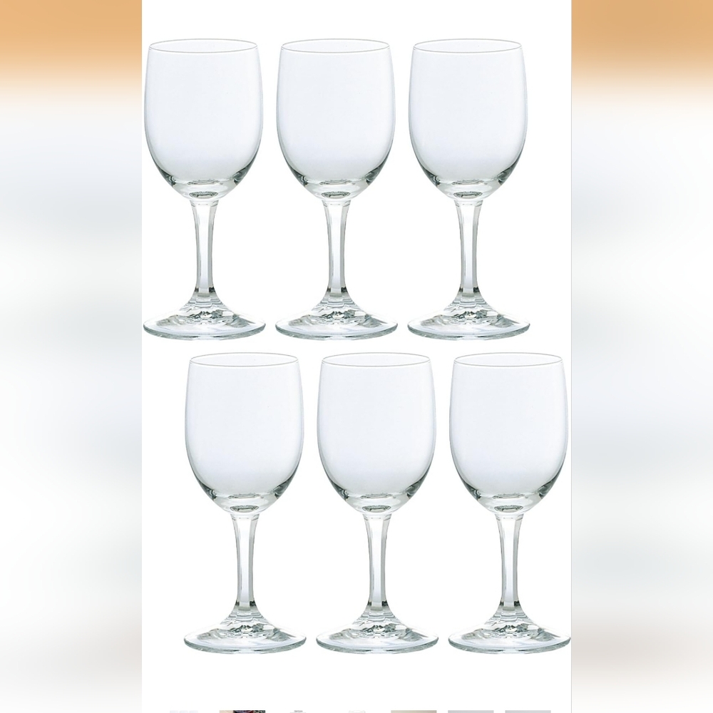 6 New Elegant Clear Wine Glass Set Angled Faceted Stems Vtg